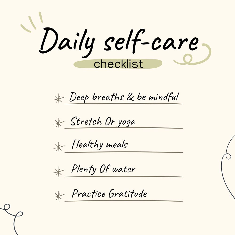 Self-care checklist Instagram ad template, inspirational self love design