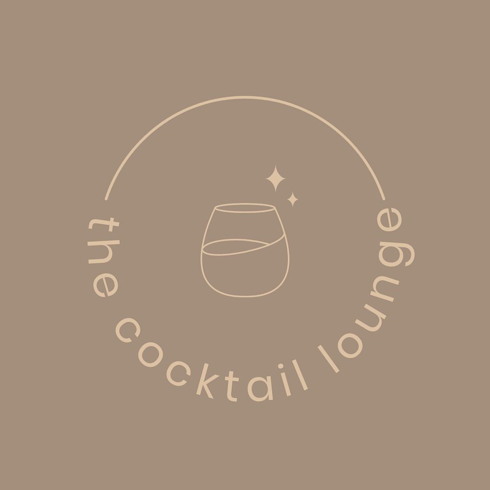 Cocktail lounge editable logo template, minimal illustration