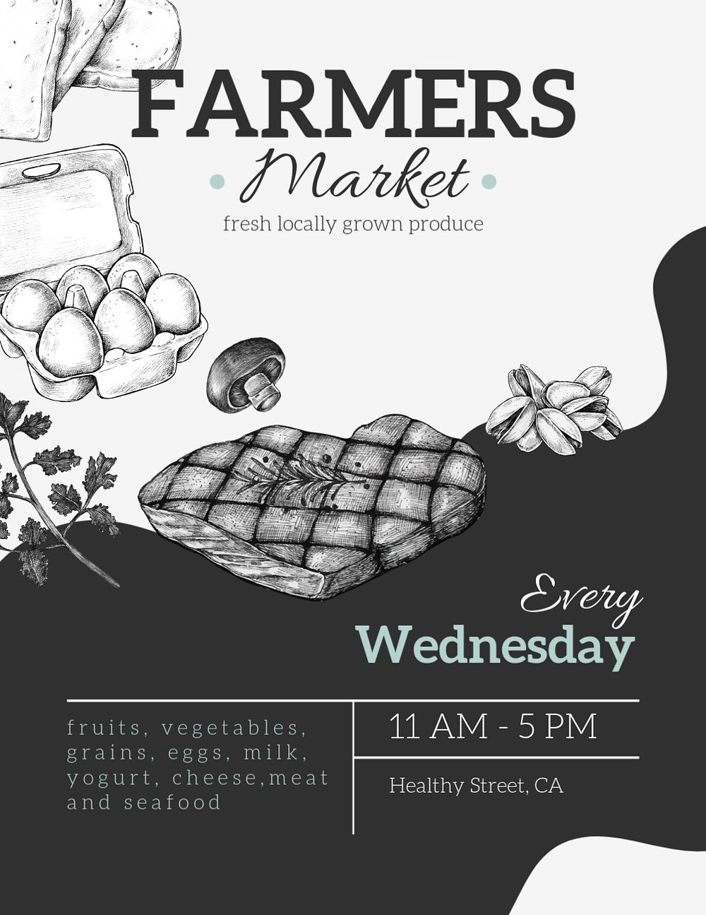 Food market flyer template, editable design