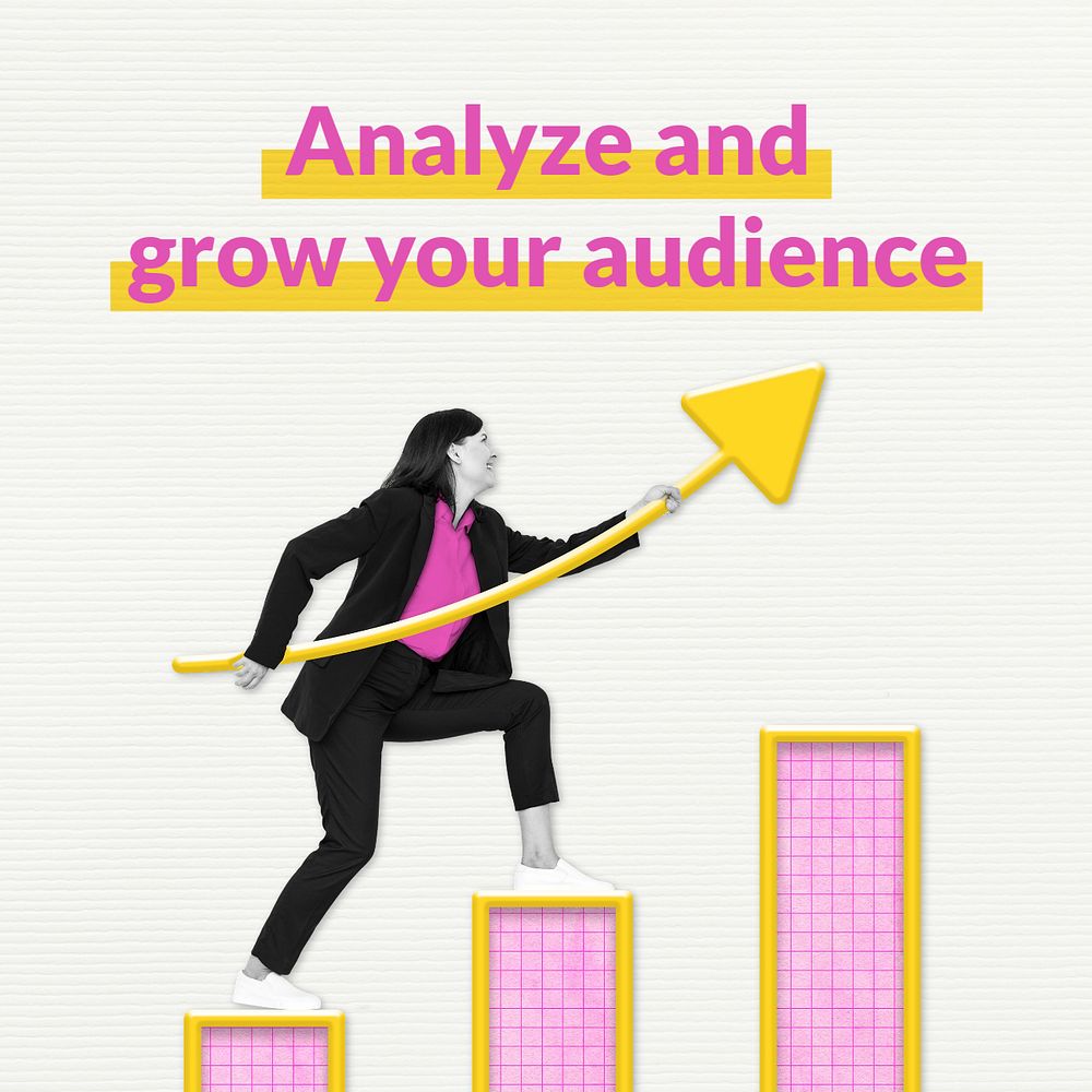 Audience growth Instagram post template,  editable business design