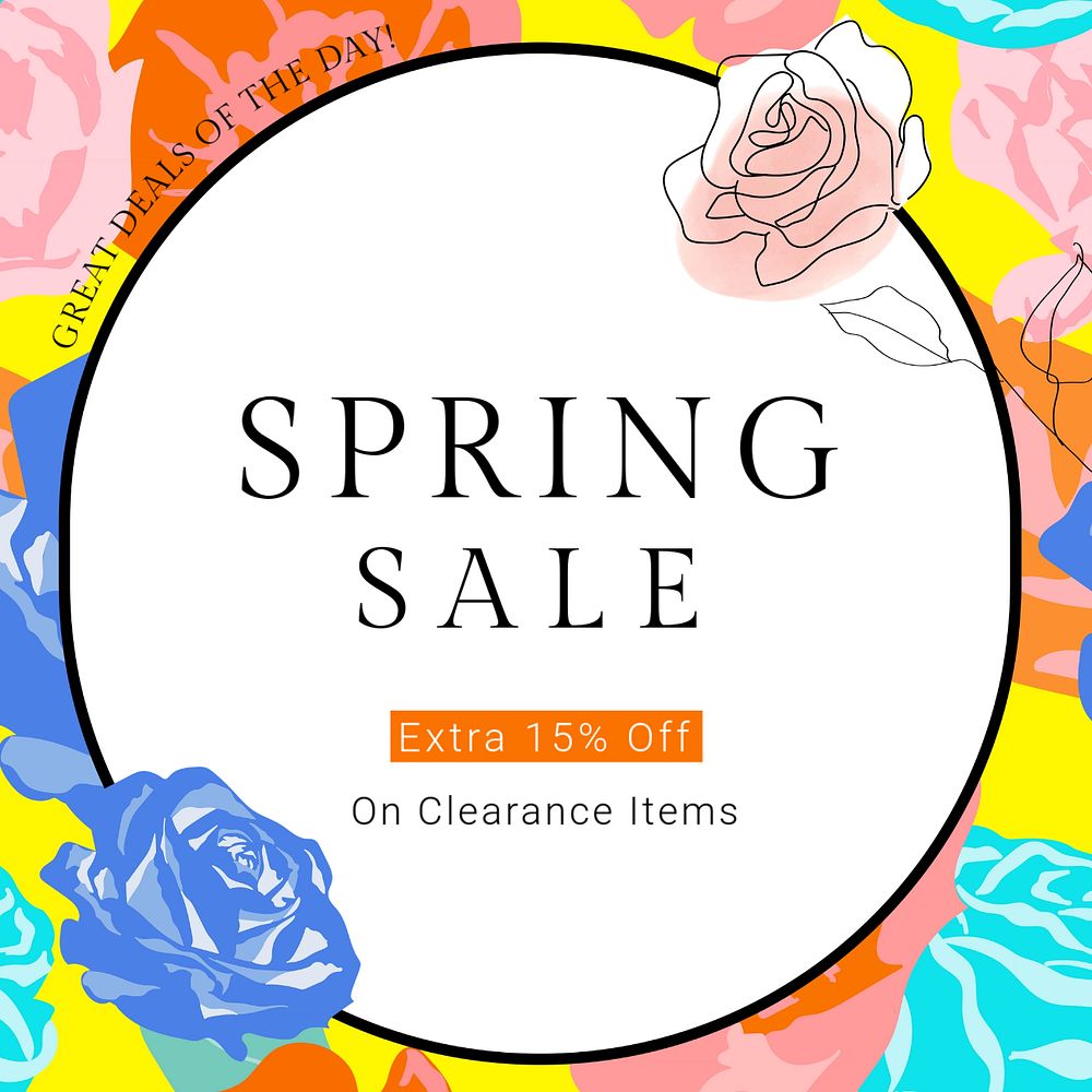 Spring sale Facebook post template, editable text