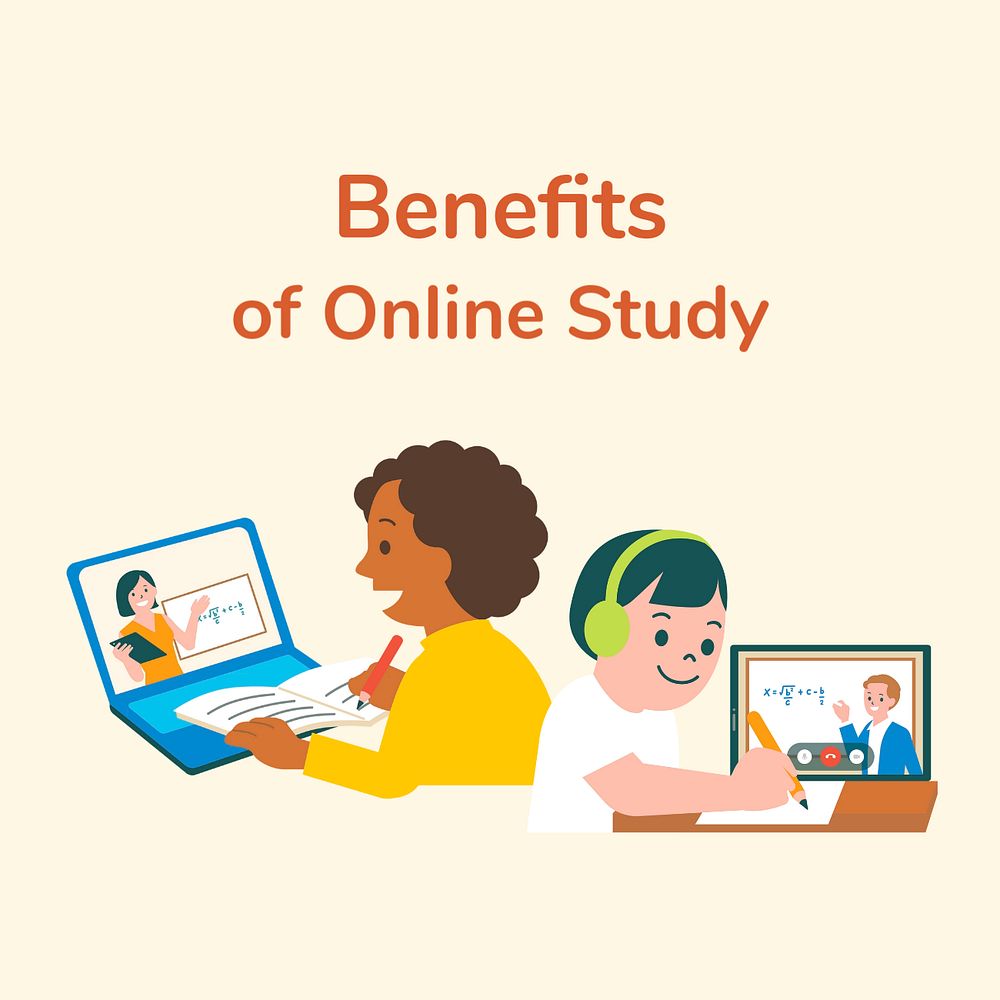 Online study Instagram post template, cute design