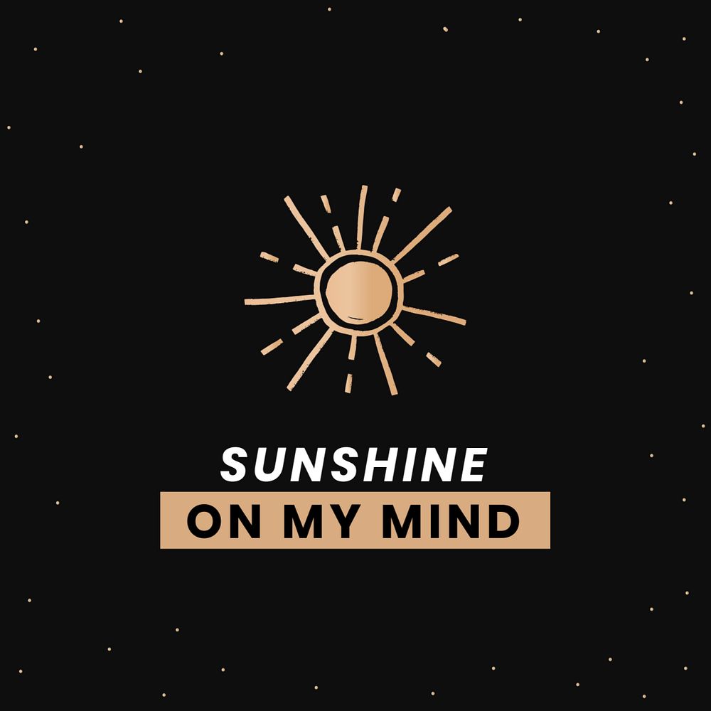 Sunshine doodle Instagram post template, editable text