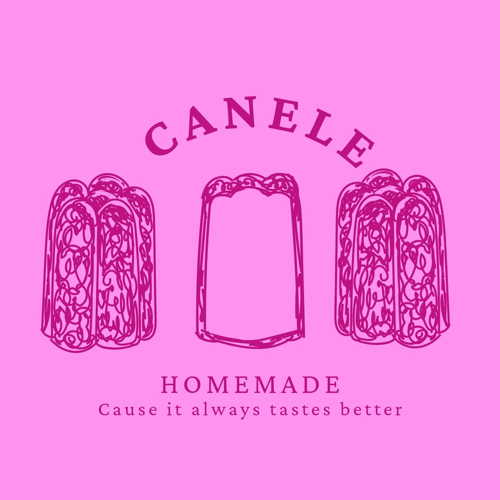 Pink canele Instagram post template, homemade bakery shop