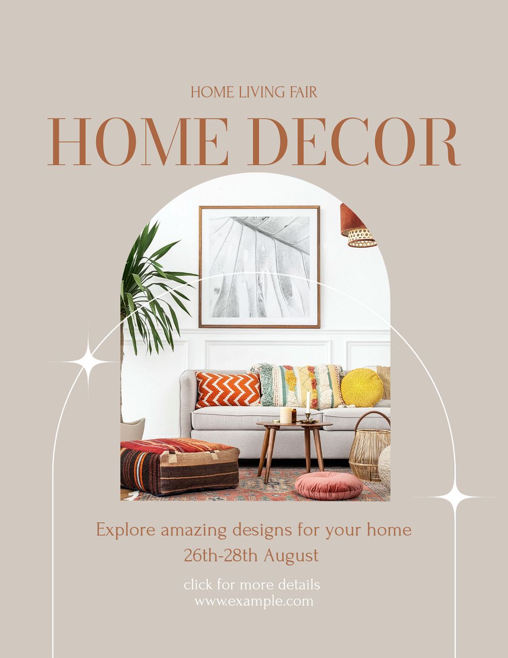 Home decor  flyer template, editable text