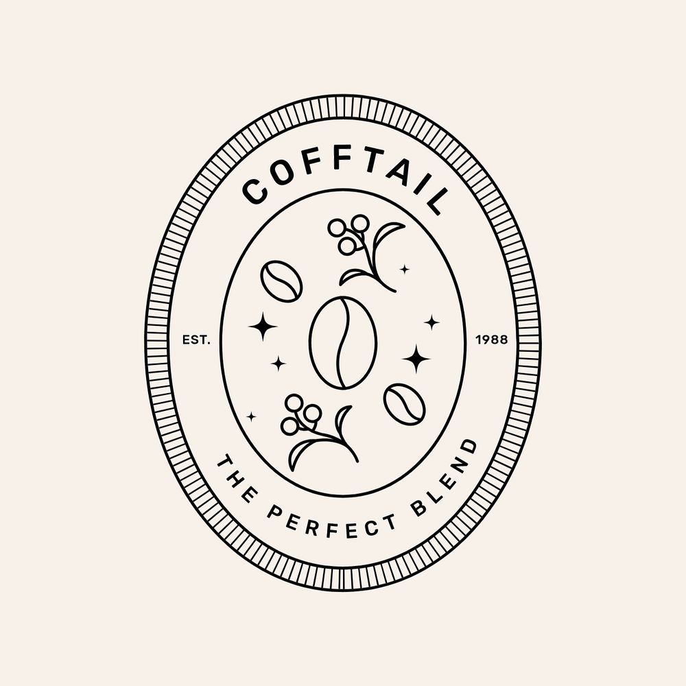 Coffee house editable logo template, minimal line art