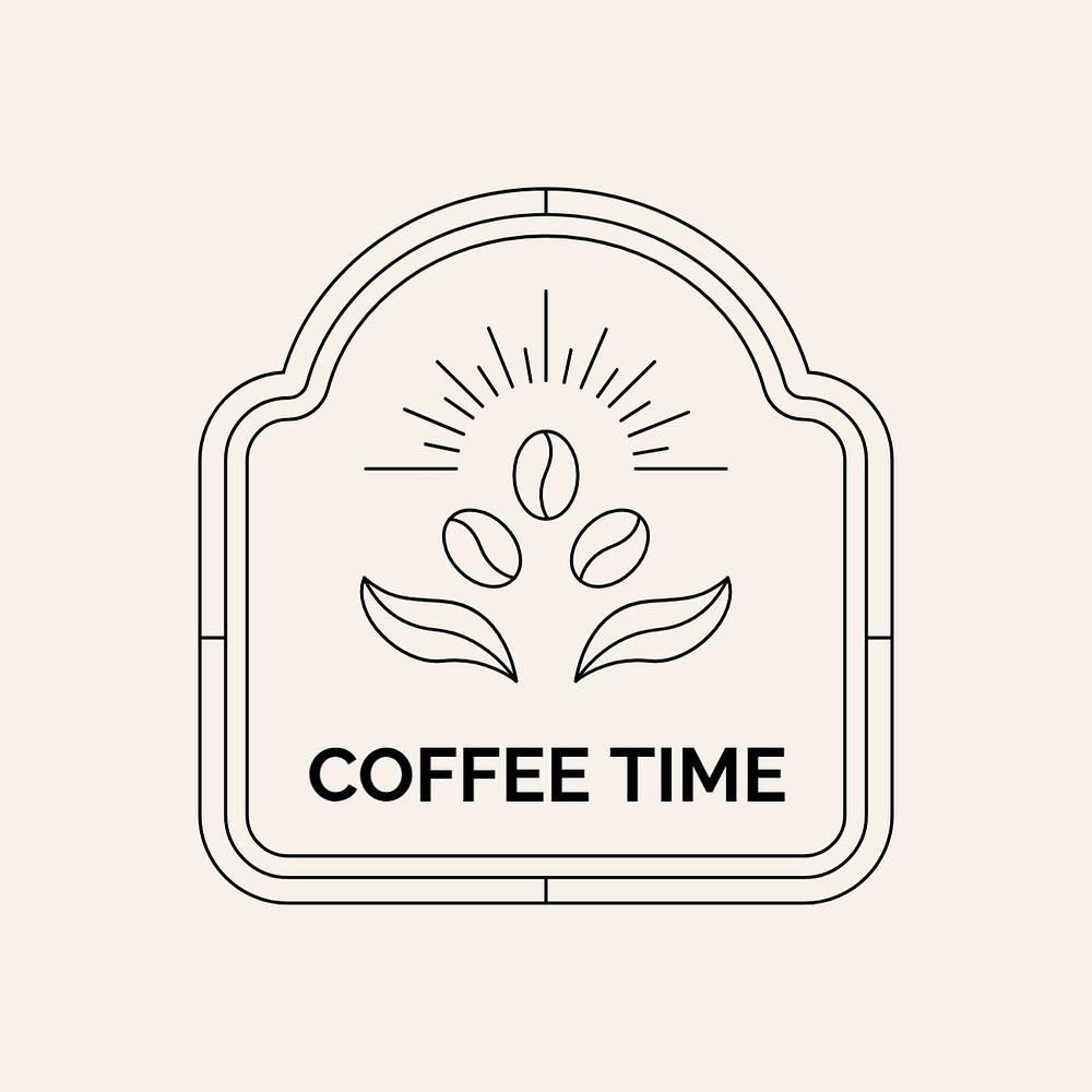 Coffee shop editable logo template, minimal line art