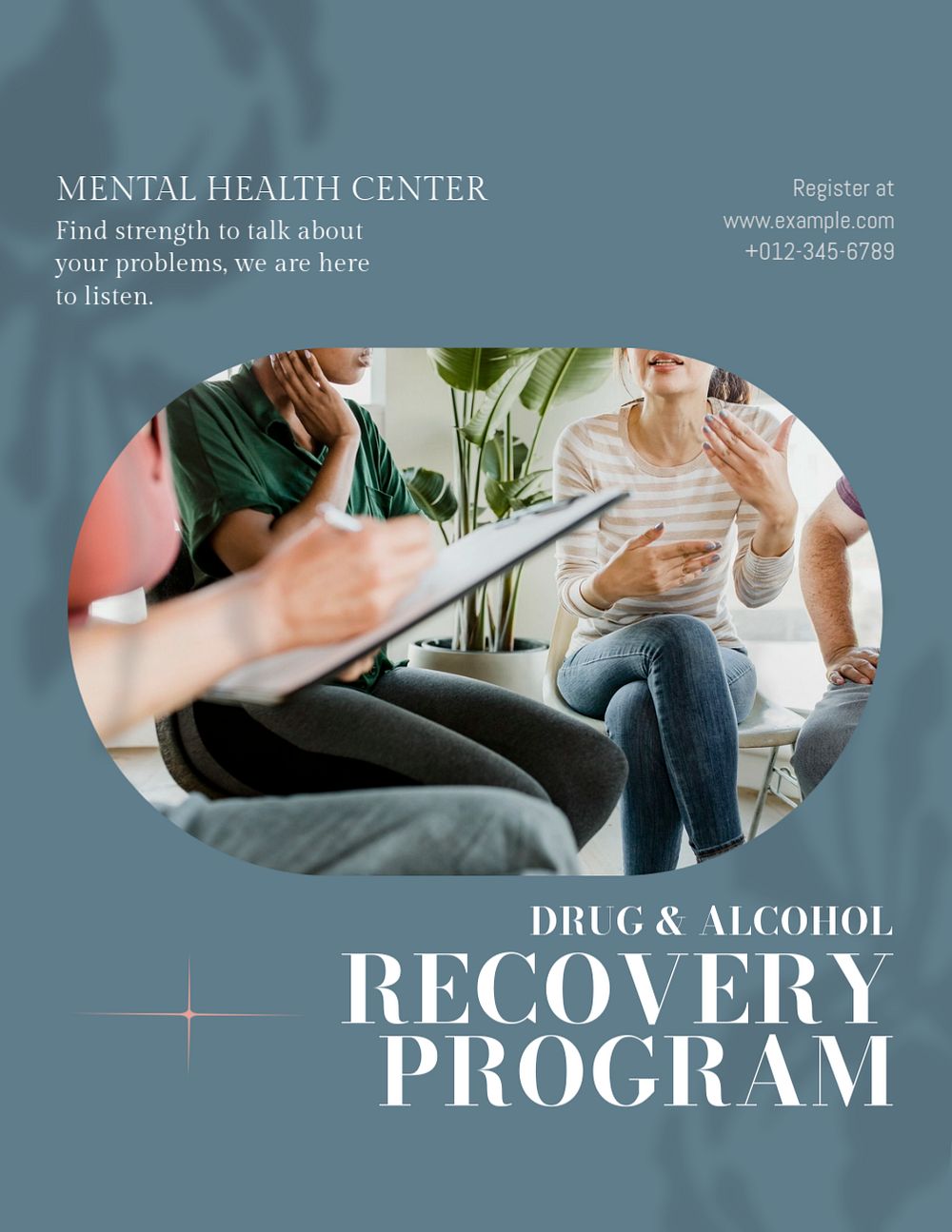 Recovery program  flyer template, editable text