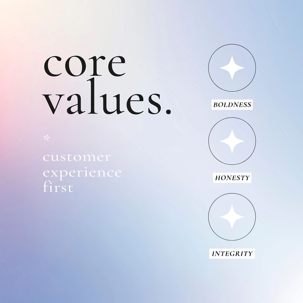 Core values Facebook post template, editable text