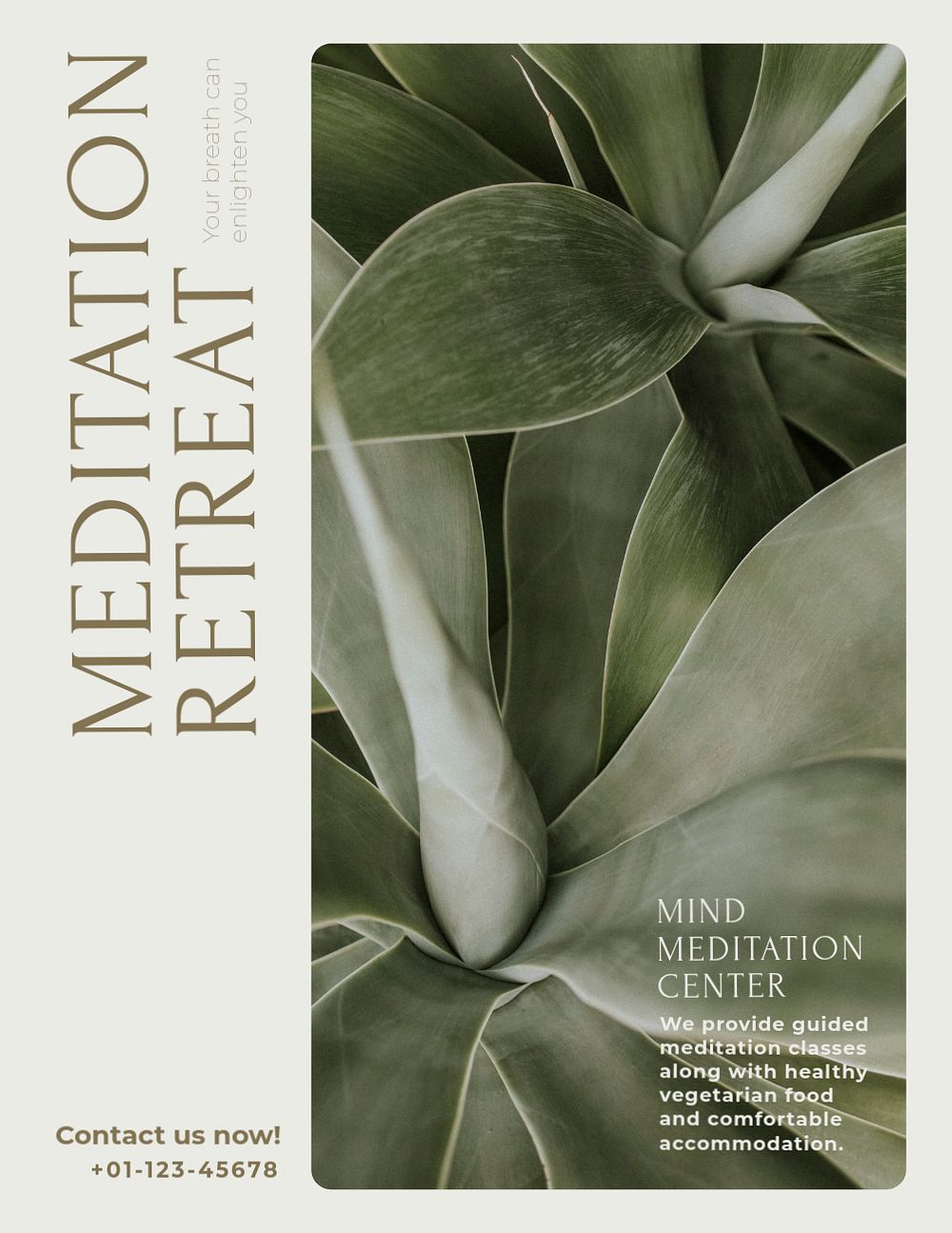 Meditation retreat  flyer template, editable text