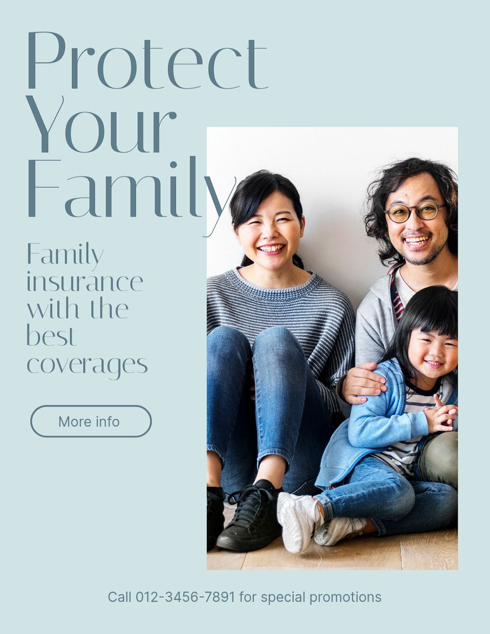 Family insurance  flyer template, editable text