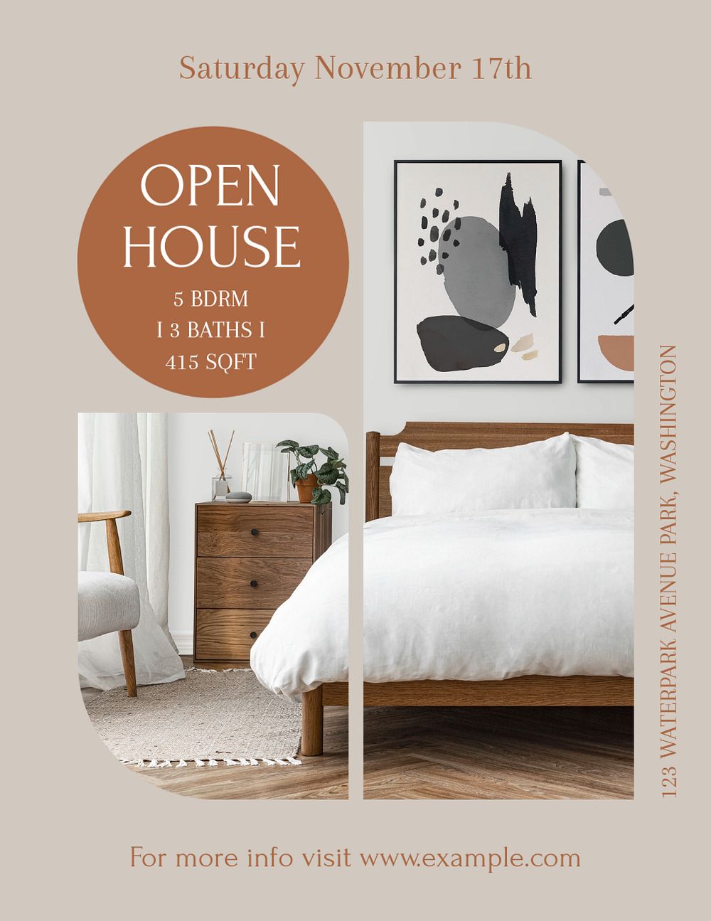 Open house  flyer template, editable text