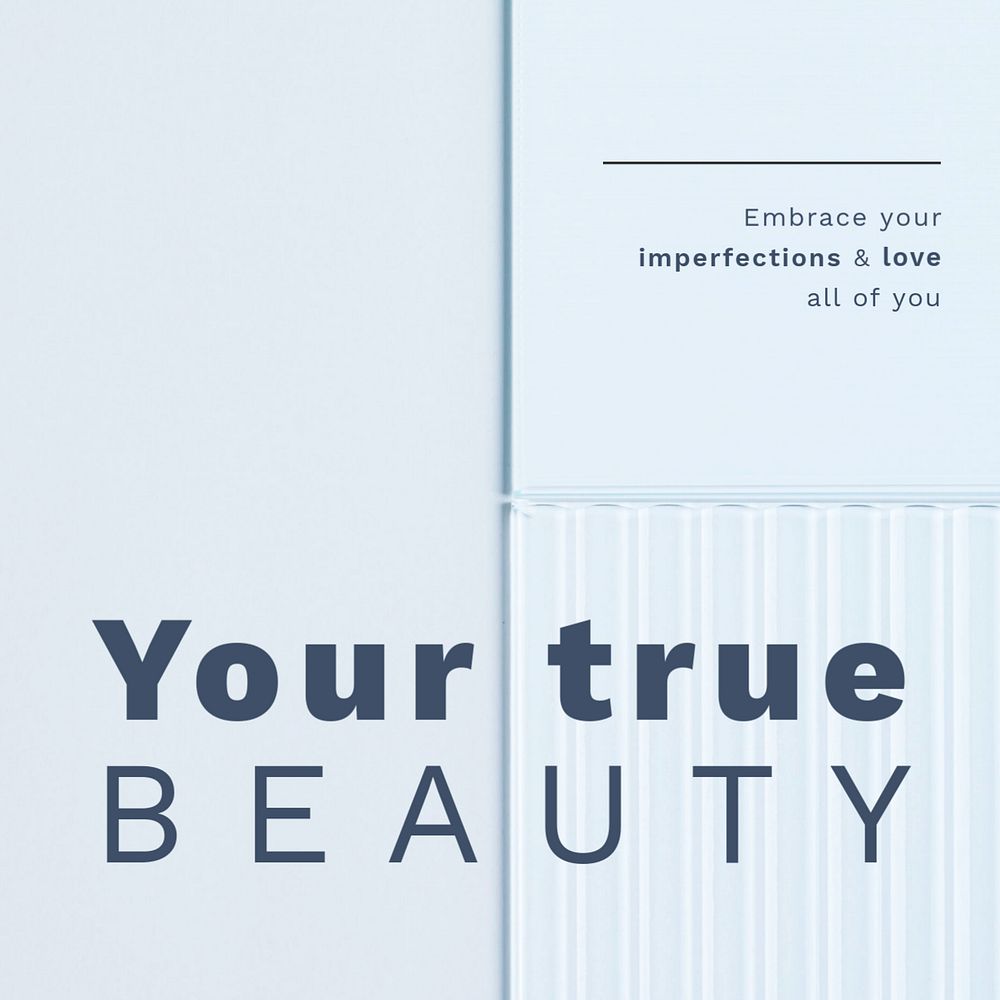 True beauty Instagram post template, editable textured glass design