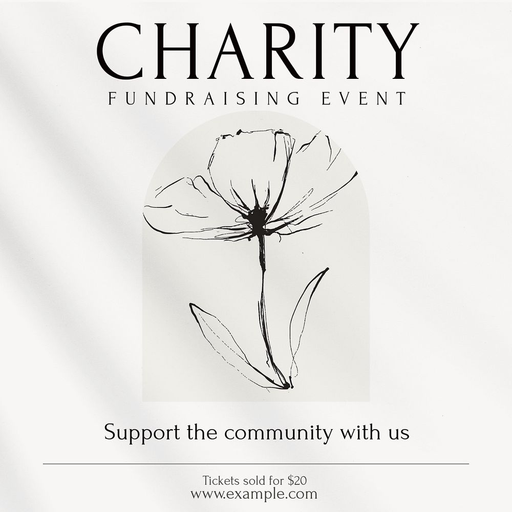 Charity fundraising event Instagram ad template, editable text