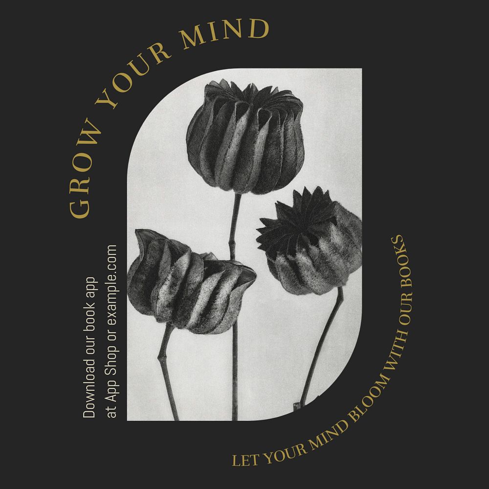 Grow your mind Instagram ad template, editable text