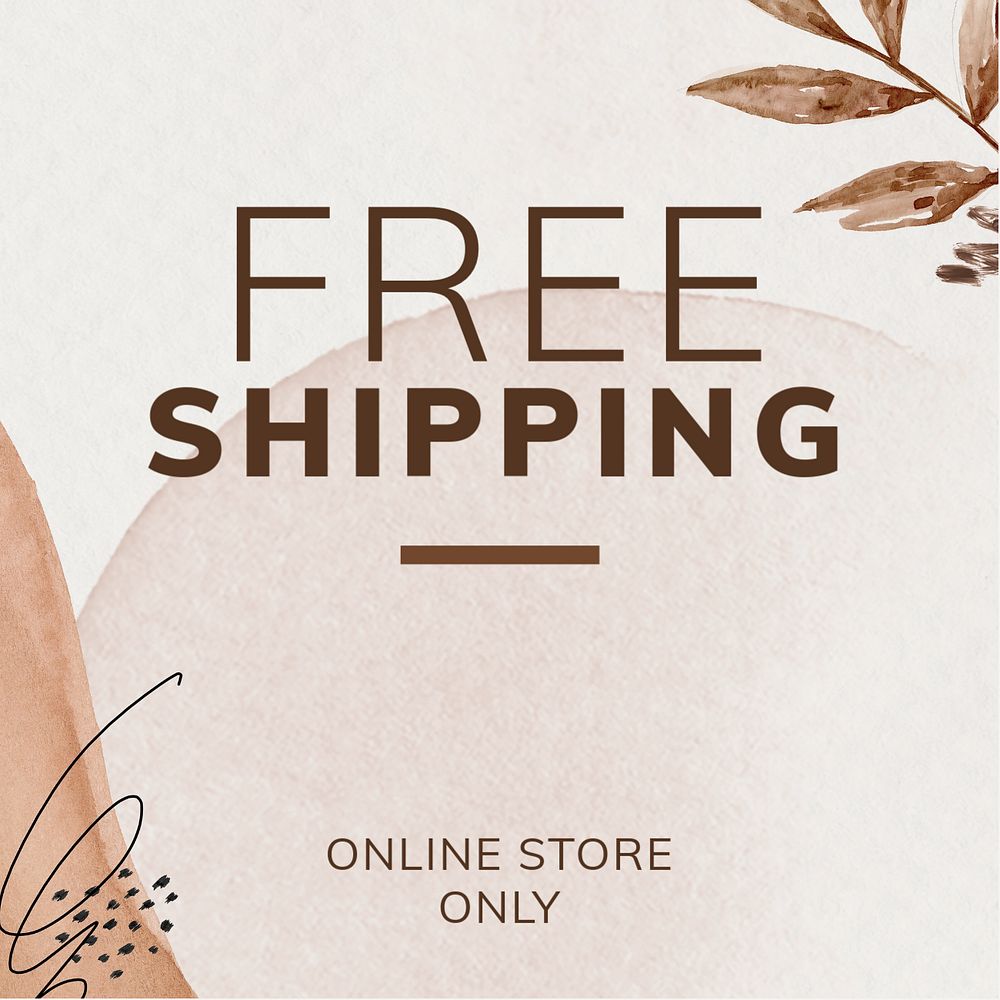 Free shipping Instagram post template, customizable watercolor design