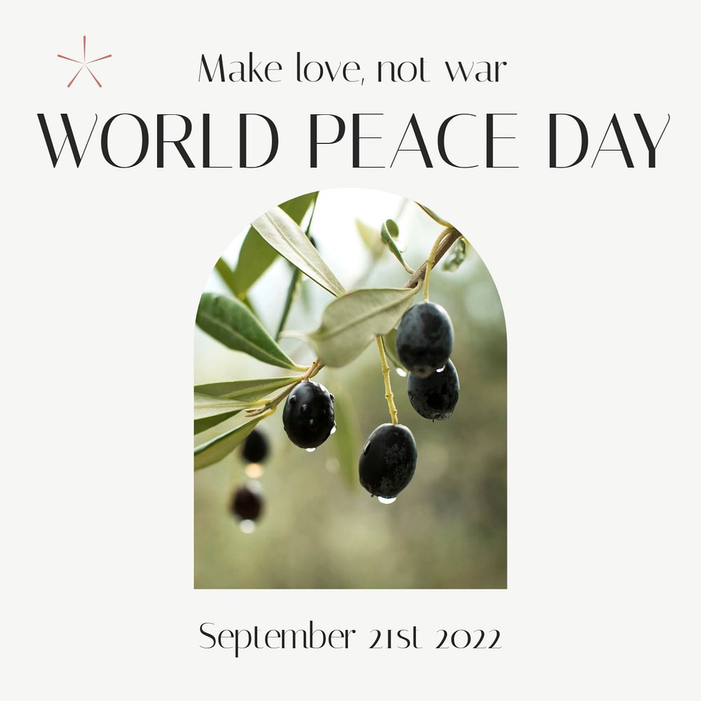 World peace day Instagram ad template, editable text