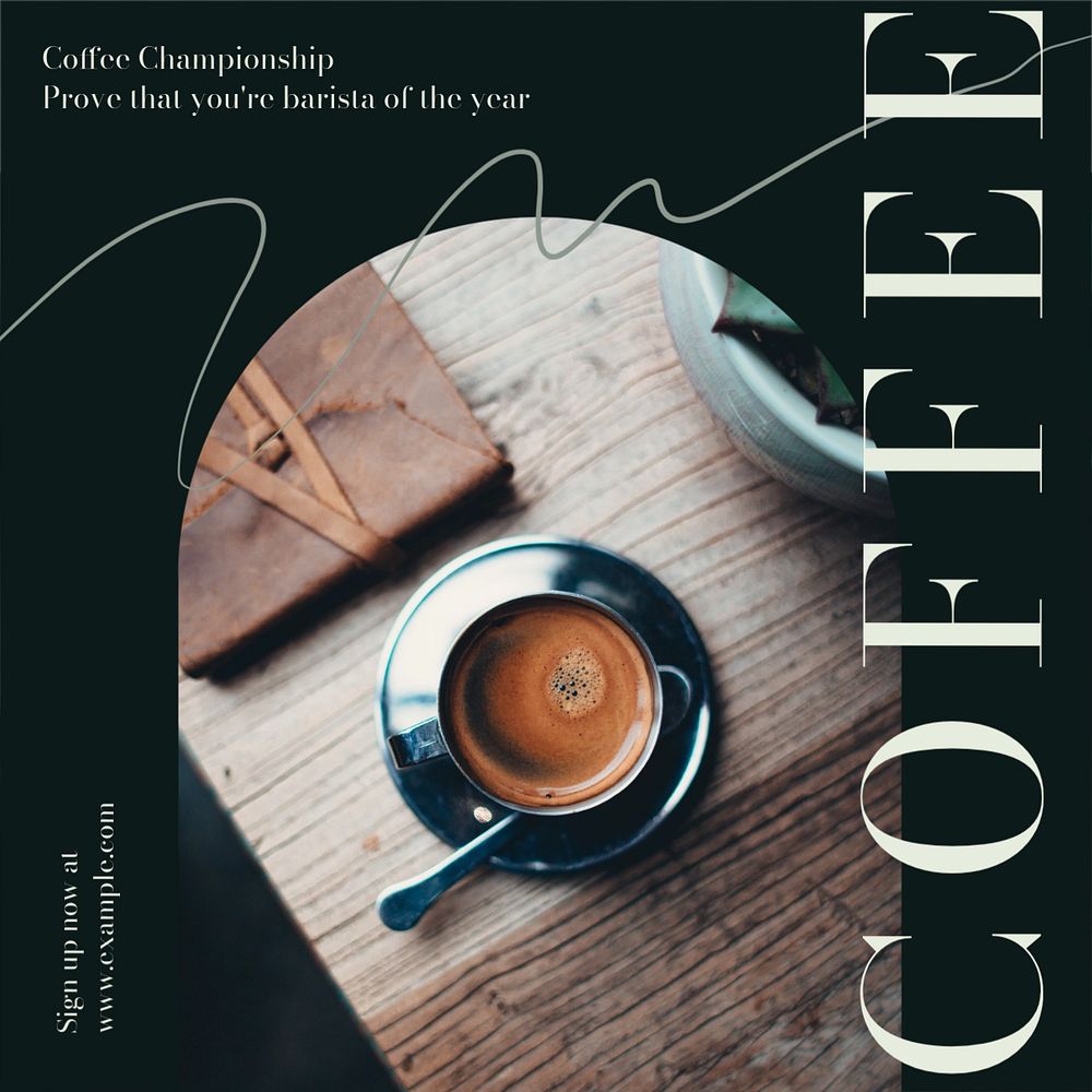 Coffee championship Instagram ad template, editable text