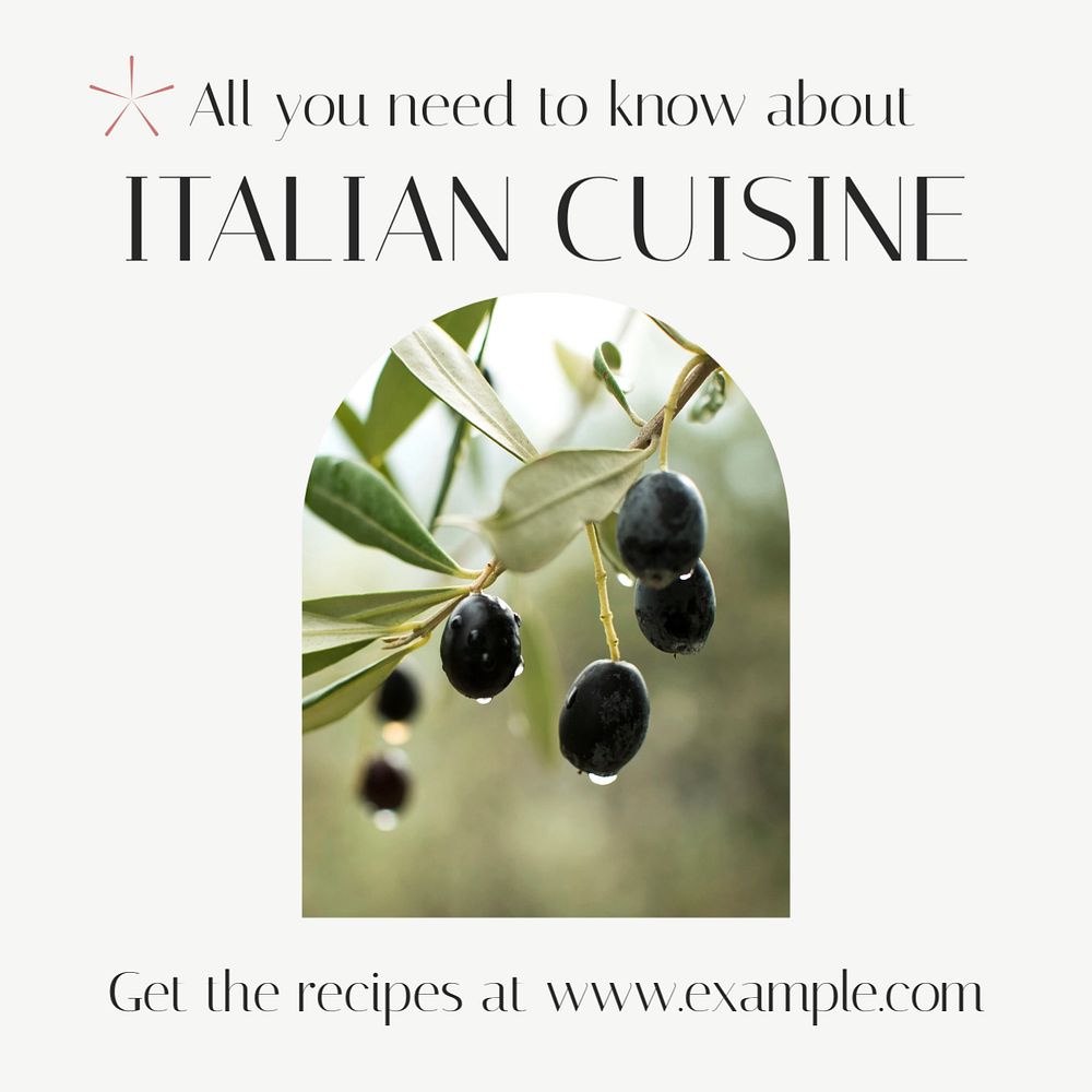 Italian cuisine Instagram ad template, editable text