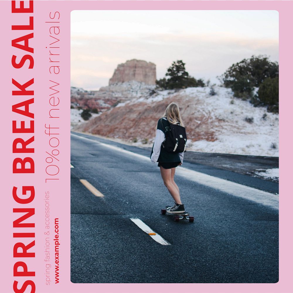 Spring break sale Instagram ad template, editable text