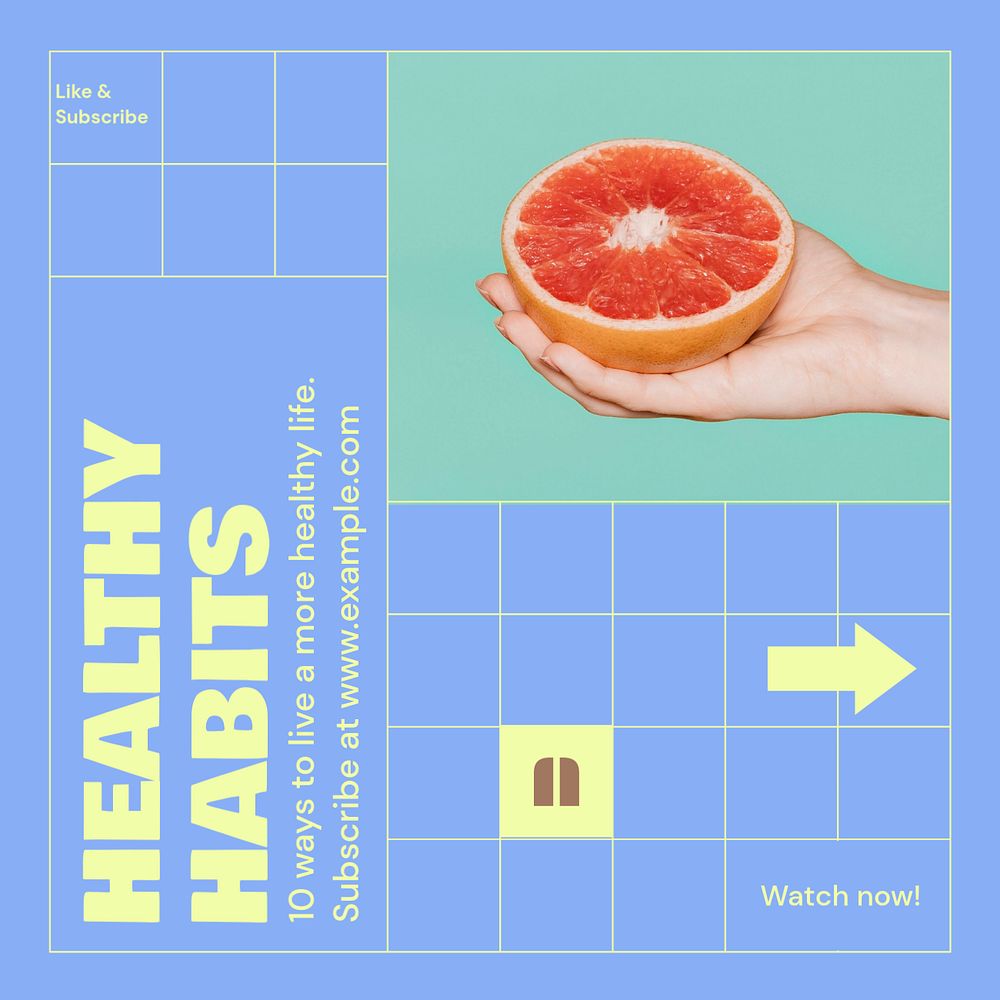 Healthy habits Instagram ad template, editable text