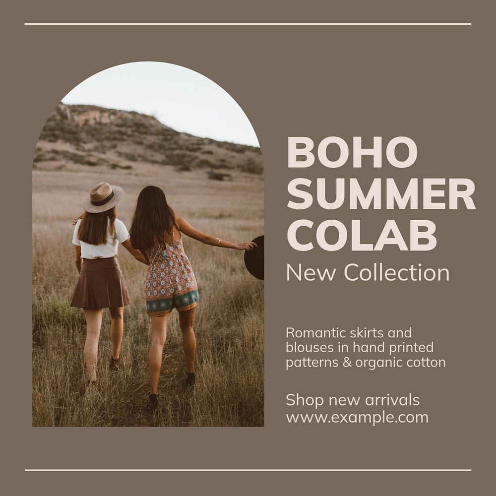 Summer fashion Instagram ad template, editable text