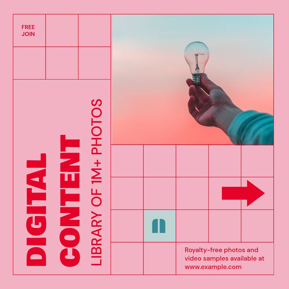 Digital content Instagram ad template, editable text