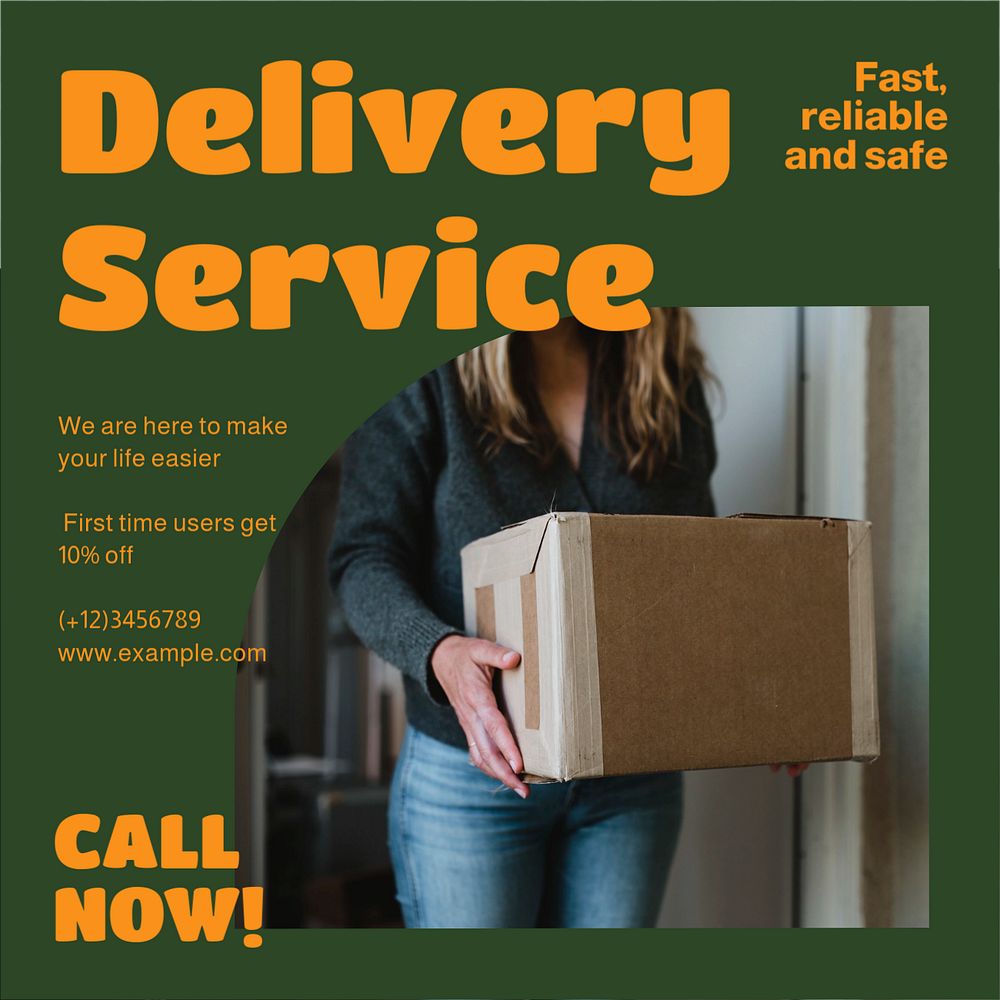 Delivery service Instagram ad template, editable text