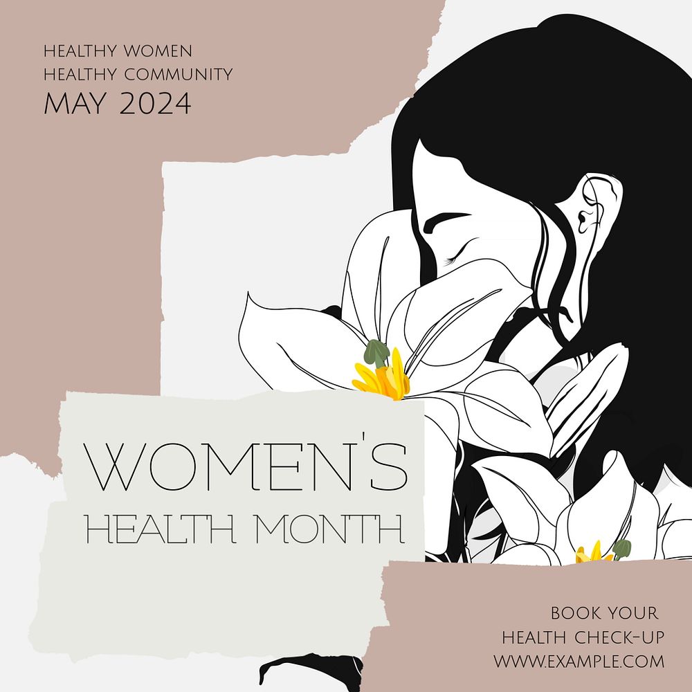 Women's health month  Instagram ad template, editable text