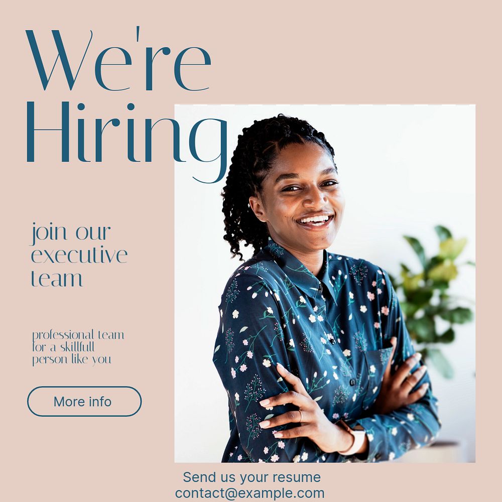 Executive team hiring Instagram ad template, editable text