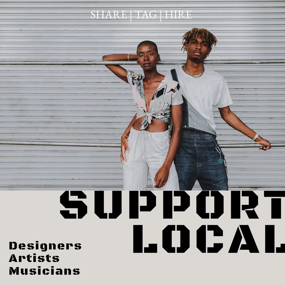 Support local talents Instagram ad template, editable text