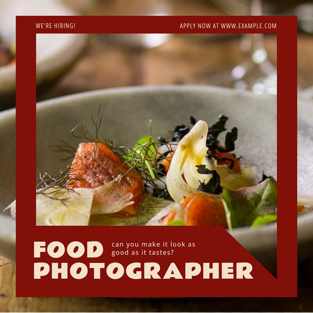 Food photographer Instagram ad template, editable text