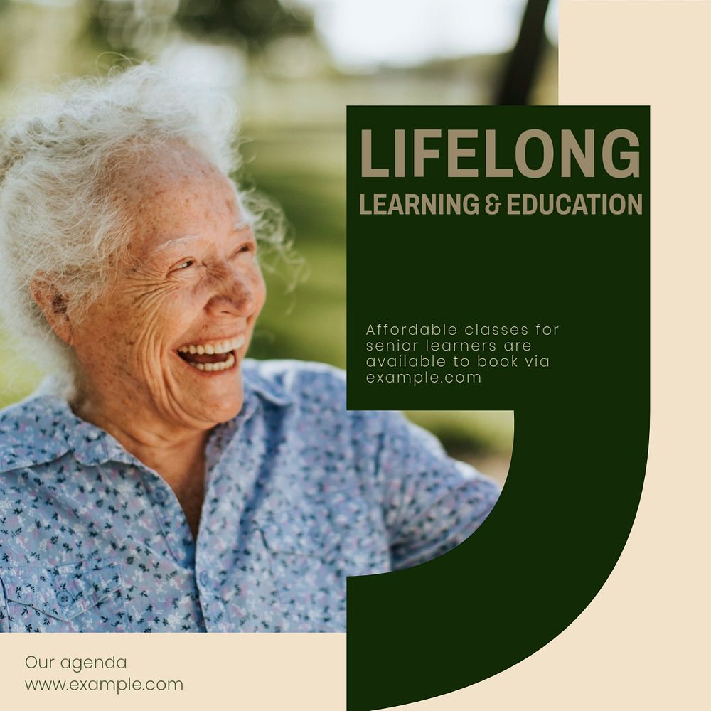 Lifelong learning & education  Instagram ad template, editable text