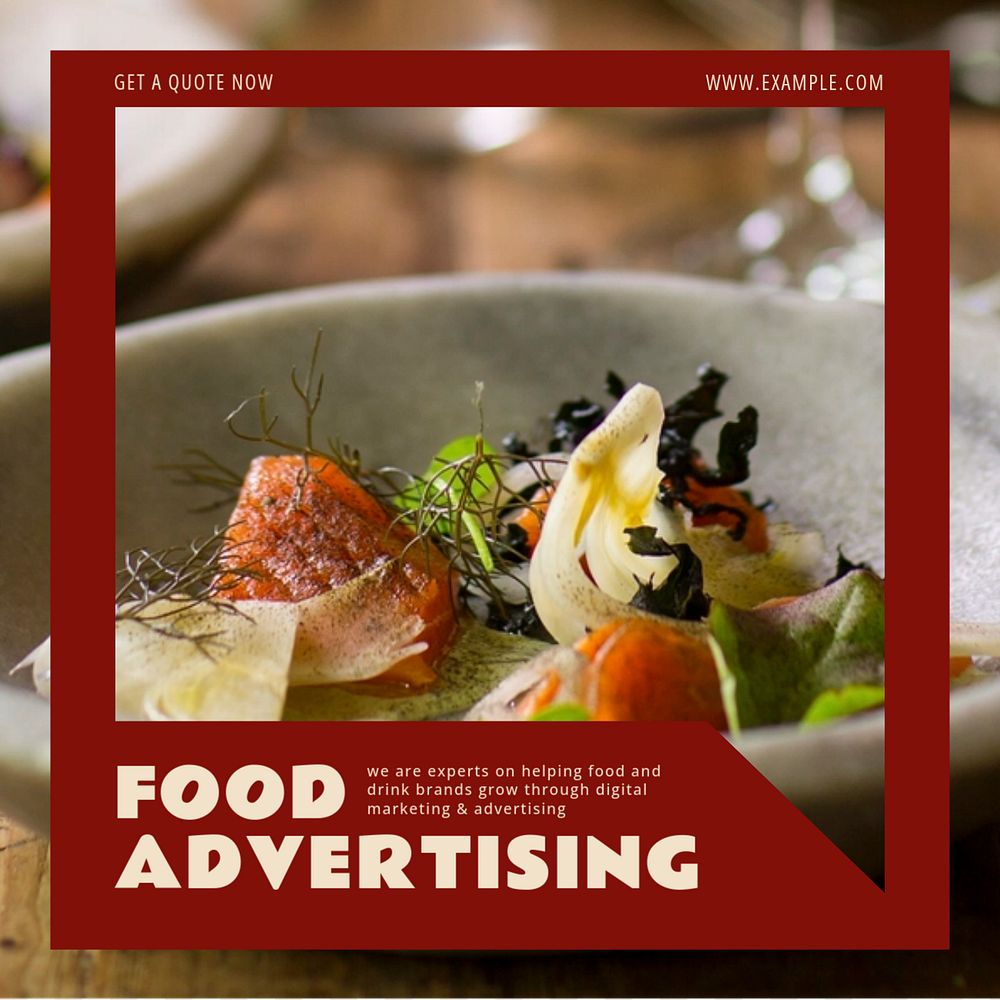 Food advertising Instagram ad template, editable text