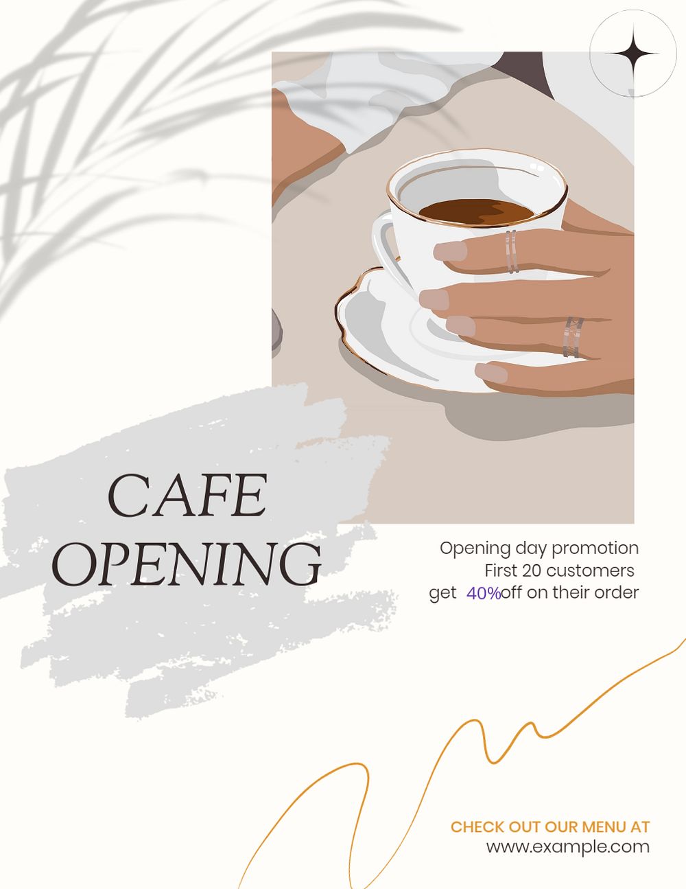 Cafe opening  flyer template, editable text