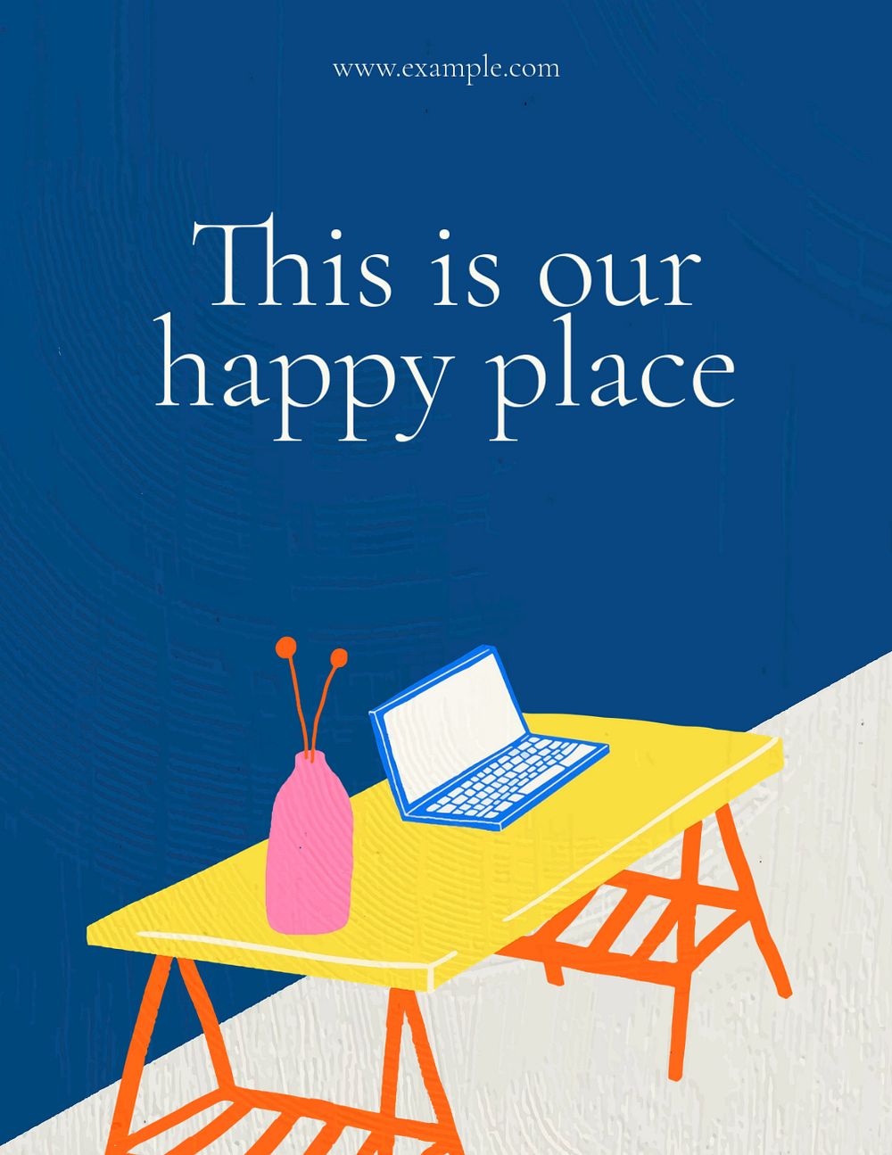 Happy place editable flyer template, home interior illustration