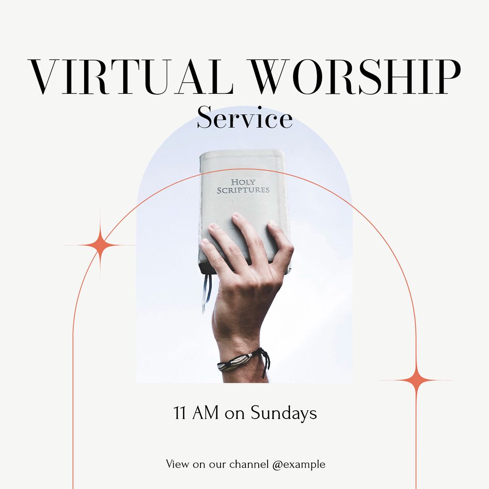 Virtual worship Instagram ad template, editable text