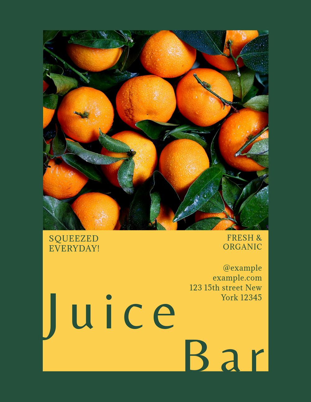 Juice bar business flyer template, editable text