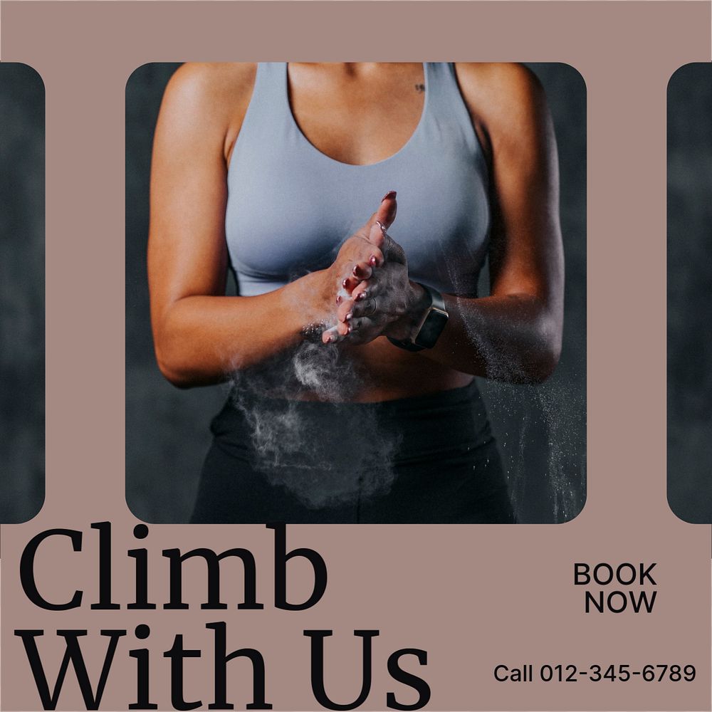 Climbing club Instagram ad template, editable text