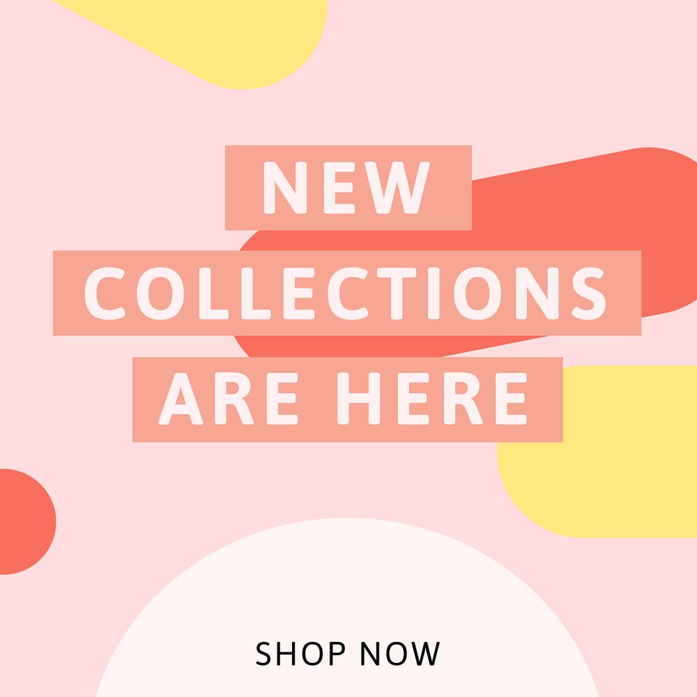 New collection Instagram post template, customizable pink design