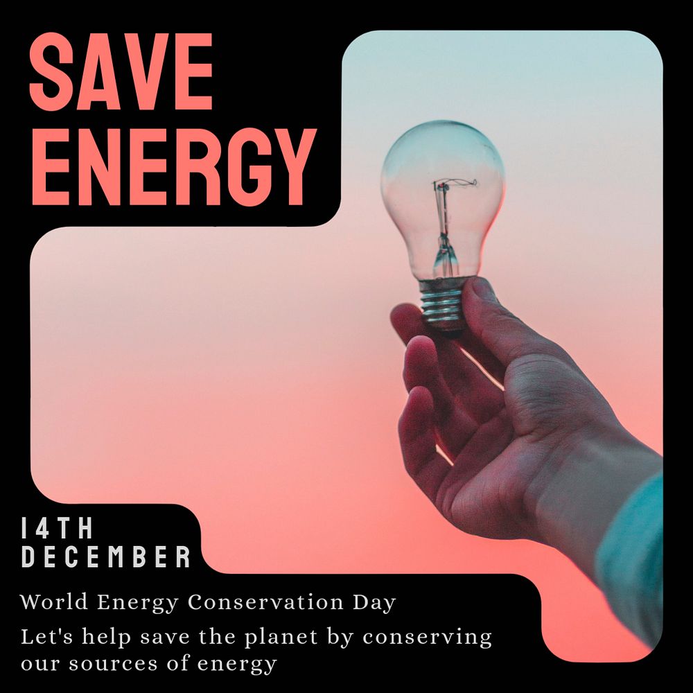 Save energy Instagram ad template, editable text