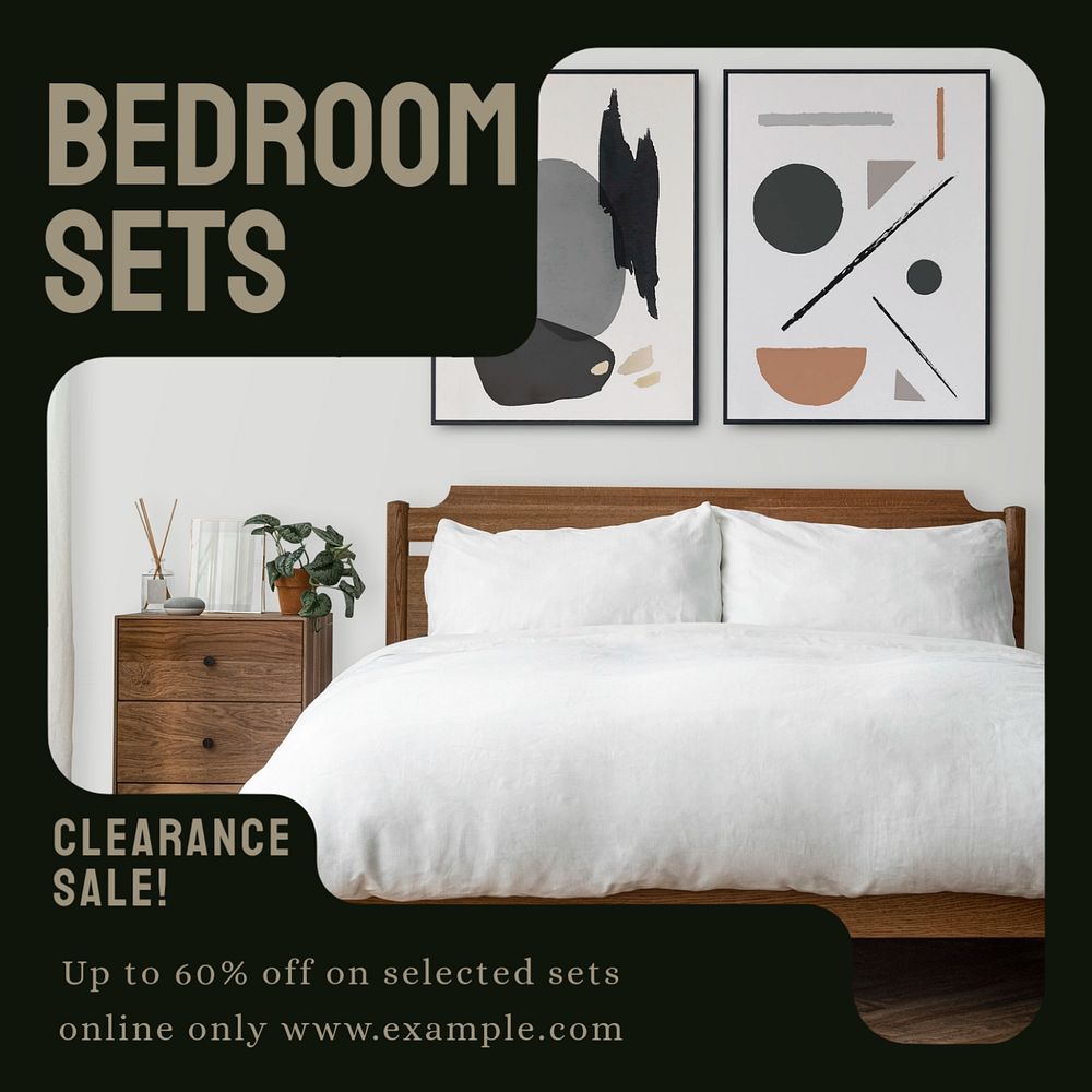 Bedroom sale Instagram ad template, editable text