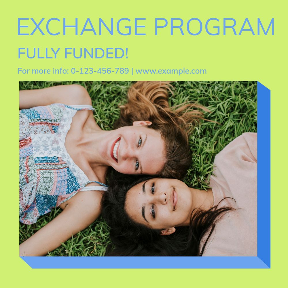 Exchange program Instagram ad template, editable text