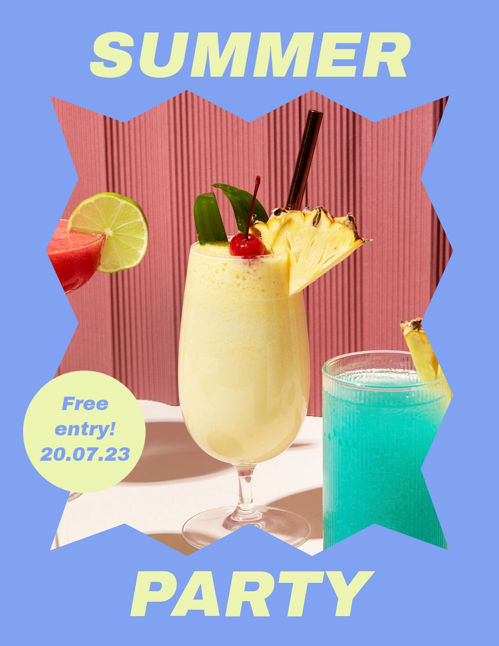 Summer party  flyer, editable template