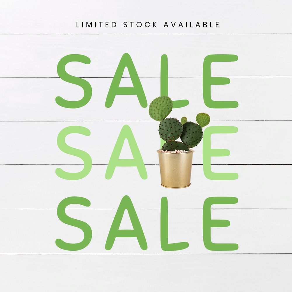 Houseplant shop Instagram post template, editable sale design