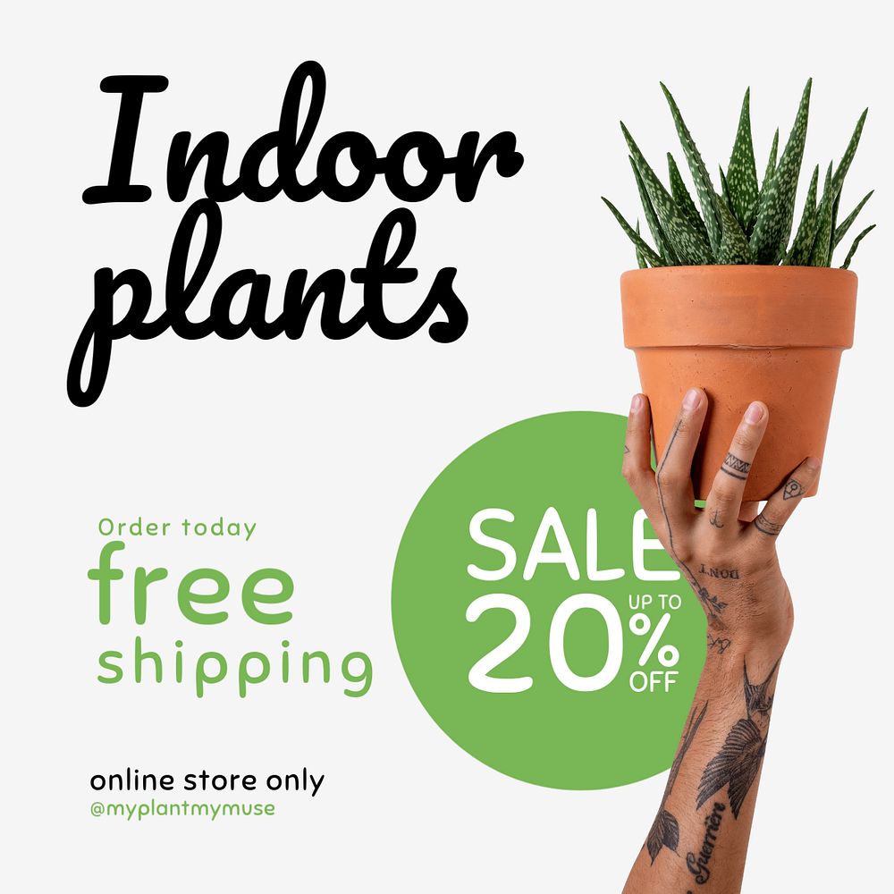 Houseplant shop Instagram post template, editable online store