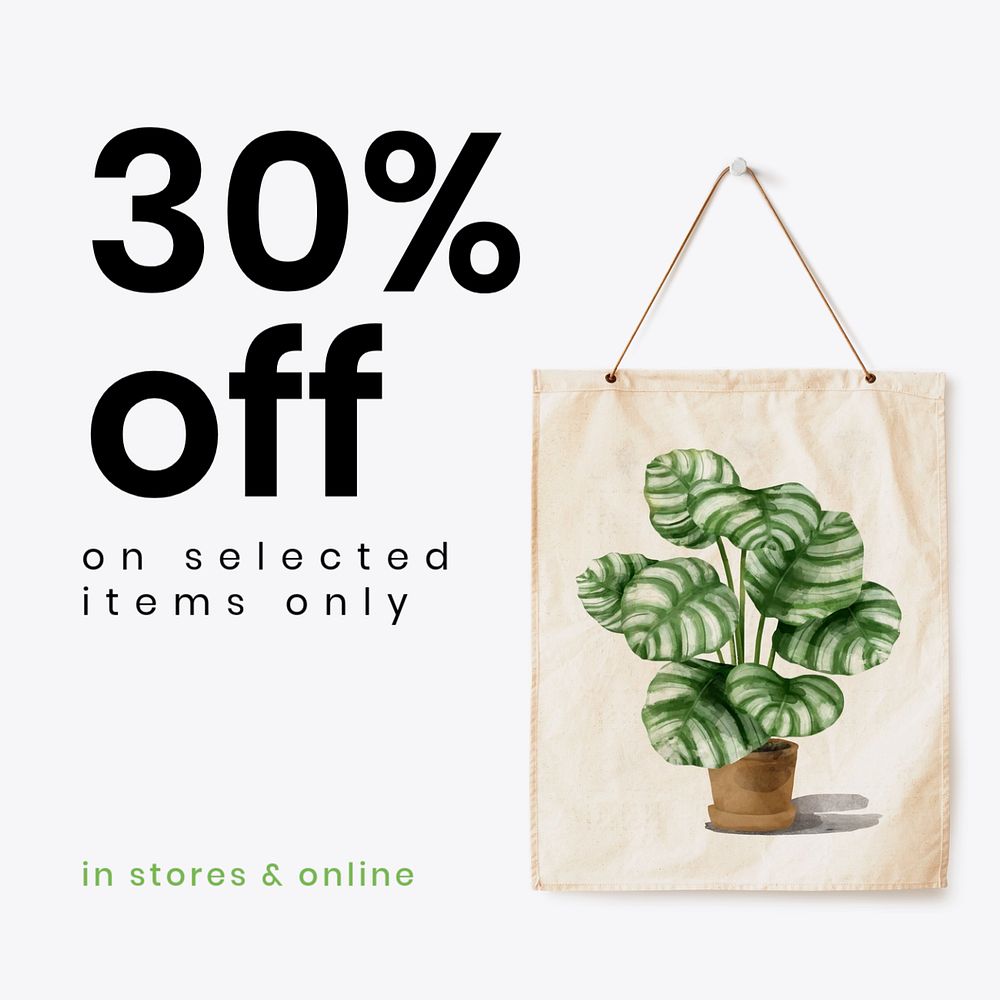 Plant shop Instagram post template, editable sale design