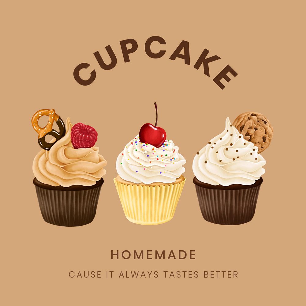 Cupcake shop Instagram post template, homemade bakery