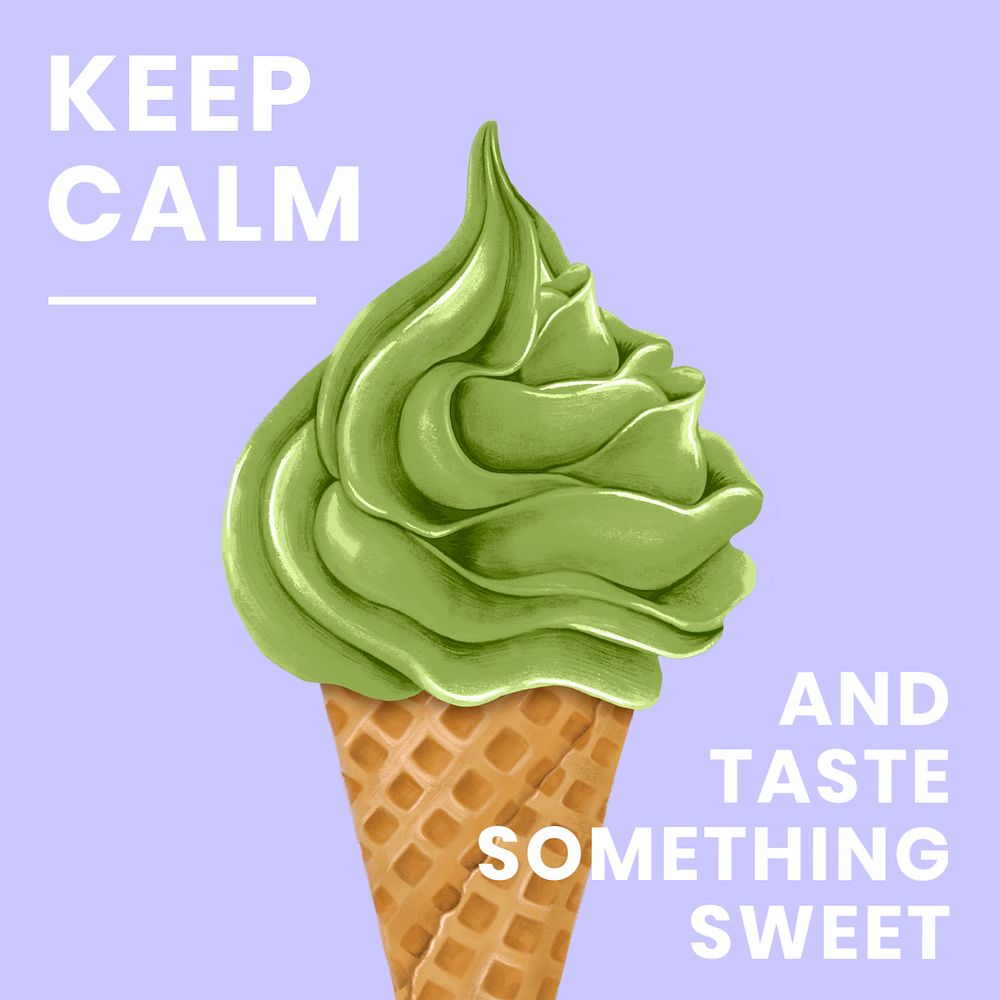 Soft serve Instagram post template, keep calm illustration