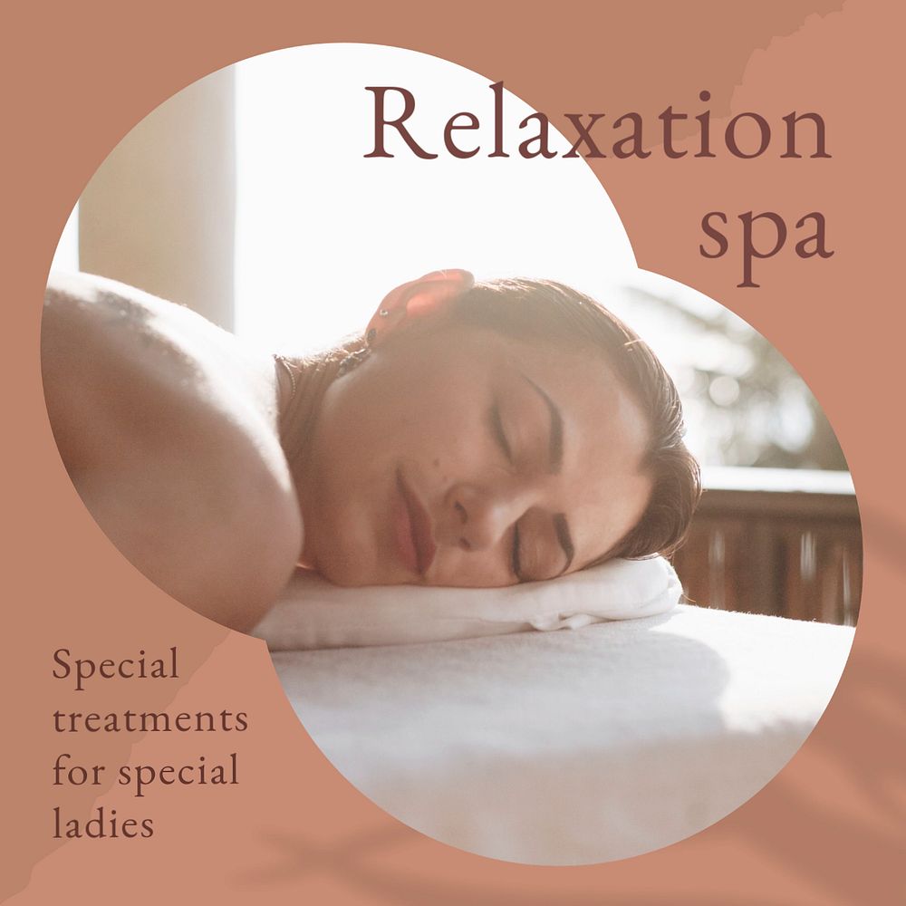 Relaxation spa Instagram post template, wellness business ad